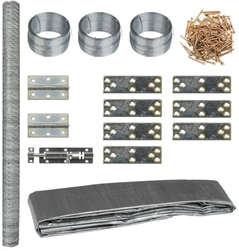 HETFTJN Hühnergehege 268x100x190 cm Metall Hühnerstall mit Dach und Abschließbarer Tür Großer Freilaufgehege Kleintierstall für Hühner Enten Gänse Hasen Silber