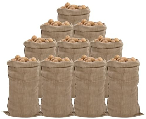 Ordellia Jutesäckar 10 stycken 65 x 135 cm tillverkade av 100 procent jute, 340 g per kvadratmeter, slitstark förvaring för grönsaker, växter, förvaring, transport, dekoration, hem och trädgård