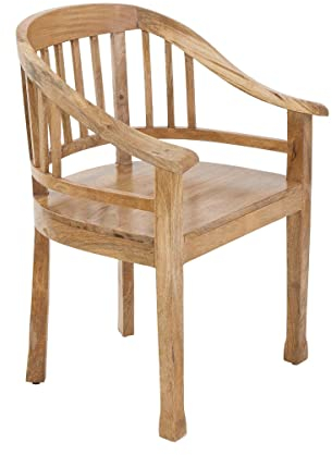 BUTLERS antiker Holzstuhl aus edlem Akazien- und Mangoholz | Stühle für Esszimmer | Armlehnstuhl für Wohnzimmer in Dunkelbraun