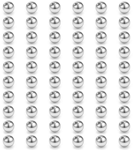 D.Bella 60pcs 316L Surgical Steel Replacement Balls Body Jewelry Piercing Barbell Parts 14G 5mm Balls for Women Men