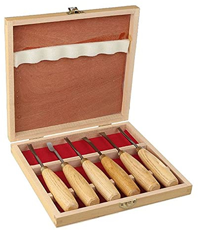 Samnuerly 6pcs Ensemble sculptural, cuillère v-Parting Gouge en Queue de Poisson Sculpture sur Bois menuiserie Main s pour sculpter Le Bois Gouge ciseau