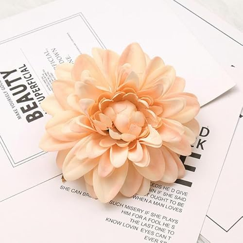 REDAEL Künstliche Seidenblumenköpfe für Hochzeitsdekoration, weiße Rose, Dahlie, DIY-Kranz, Scrapbooking, Handwerk, gefälschte Blumenköpfe, Pfirsich, 100 Stück
