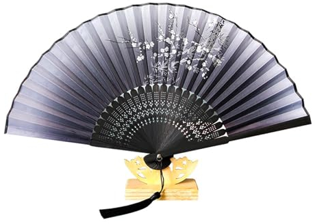 SHUBEIEUMI Handfächer, Faltbare Fächer, Handfächer aus Stoff mit Quaste, Handfächer mit Bambusrippen der Güteklasse A für Hochzeite, Bevorzugung, Aufführung, Tanz Dekoration und Gastgeschenk