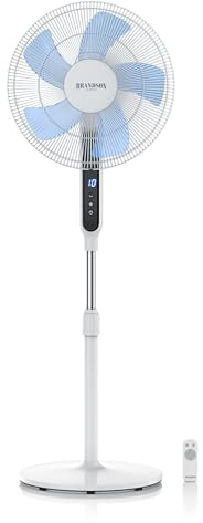 Brandson - DC Standventilator energiesparend ECO - Fernbedienung - Brushless Silent Motor, sehr leise – Preisträger 2025-80° Oszillation - Ventilator Timer – 12 Stufen - LED Display