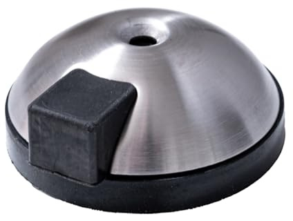 FELGNER Tope para puerta de suelo con placa base, tope redondo para puerta, protección contra topes con goma para proteger la puerta principal, apartamento, puerta de oficina, longitud: 70 mm, acero