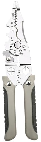 Multifunktionale Abisolierzange Crimper Kabelschneider Zange 21,6 cm Edelstahl Multifunktionale Abisolierzange mit Gummigriff Multifunktions-Drahtzange Werkzeug zum Schneiden, Abisolieren, Scheren
