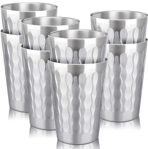 Beasea Lot de 8 grands gobelets empilables en acier inoxydable de 425 ml à double paroi pour boisson, maison, restaurant, bureau, fête, camping