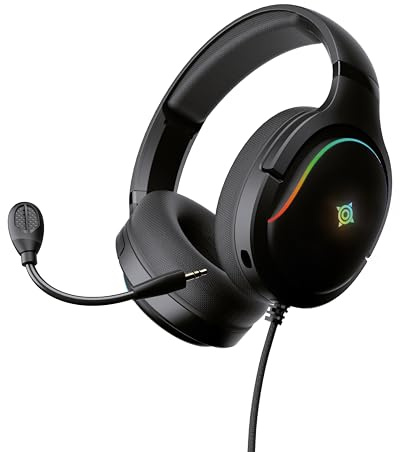 Nova Gaming – Borealis – Casque Gaming Filaire avec Micro Amovible – Jeux de lumière RGB – Accessoire Gamer léger et Confortable – Compatible Multi Plateforme (PC, PS4-5 et Switch) – Noir