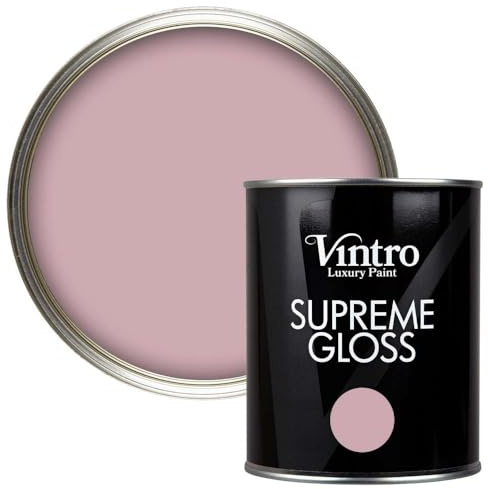 Vintro Paint | Gloss Paint | for Walls | Wood | Trim | Gloss Furniture Paint | Interior & Exterior Use. 1 Litre (Dusky Pink - Albert Bridge)
