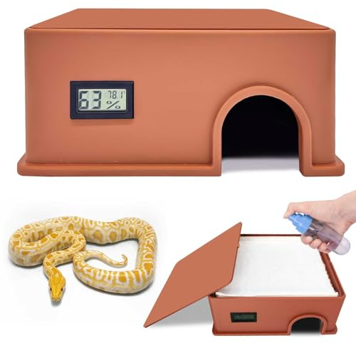 Reptile Hide Snake Hide,with a Humidification Groove Equipped with a Temperature and Humidity Sensor,Humid Hideout for Snakes,Juvenile Ball Pythons, Lizards,Leopard Geckos and Other Small Reptiles.