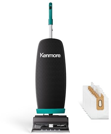 Kenmore BU1001 B200 Series Commercial Grade Vacuum Cleaner Lightweight 14L Capacity Bagged Upright Vac with LED Headlight and 2-Speed Setting Powerful Suction for Pets, Carpets & Hard Floor, Black