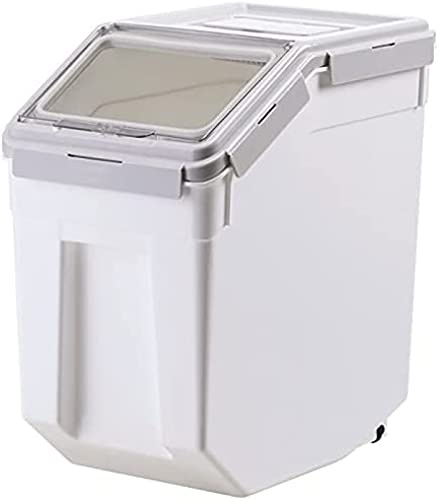 Secchio ermetico per riso, 20 l, contenitore per alimenti secchi con coperchio ribaltabile, per animali domestici, farina e prodotti da forno