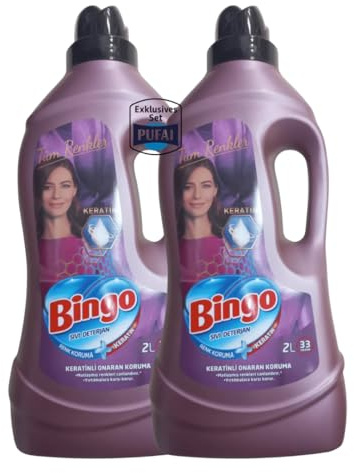 PUFAI Bundle – Bingo Wäsche-Shampoo mit Keratin-Komplex – 4 L, 2er Pack | Sanfte Reinigung & Faserschutz | Für farben und Stoffe