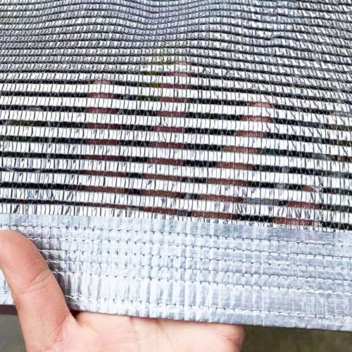IEOWY Toile d'ombrage réfléchissante Aluminet - Bâche argentée, écran de confidentialité pour terrasse, Jardin, pergola, auvent avec œillets et Attaches autobloquantes - Filet en Aluminium (5 x 20 m)