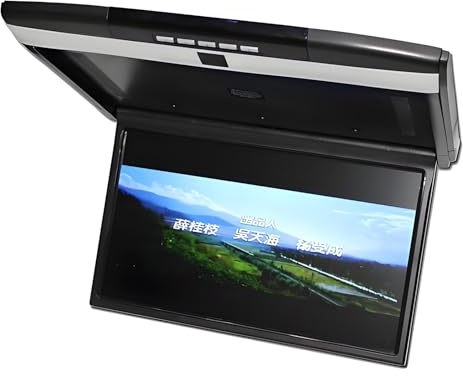 HuanSebesity Automonitor 17 Zoll HD-LCD-Bildschirm,Premium Mp5 Videoplayer Mit Autodachmontage,Multimedia Decken-TV,Spiegel Link,Fm,Ir,HDMI,Integrierte Lautsprecher (Schwarz,1080p Full HD)‌ Black