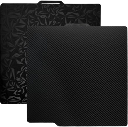 quiodok 3D-Druckplatte Doppelseitig Texturiert Diamond PEO und Carbon PET | 257x257mm Schwarz, Flexible Federstahlplatte für 3D Drucker Bambu Lab X1, X1C, P1P, P1S, A1, Einfache Entnahme