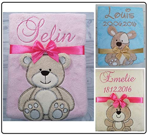 Kuschelige Babydecke mit Namen und Geburtsdatum GESCHENK Taufe GEBURT