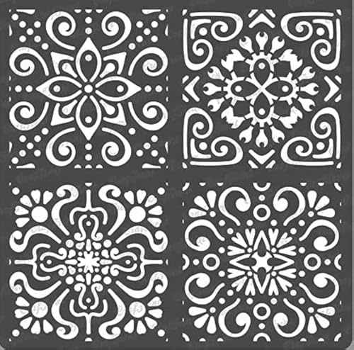 Craftreat Moroccan Tile Stencil for Painting on Wood, Canvas, Paper, Fabric, Floor, Wall - 6x6 Inch - DIY Art and Craft Stencils - Stencil Tile Pattern