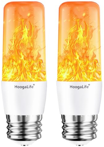 HoogaLife Flame Light Bulbs, Warm Flickering Light Bulbs Effect of Real Fire, E26 Led Flame Light Bulb for Christmas, Halloween, Party Patio Porch Home Holiday Indoor & Outdoor Decorations-2 Pack