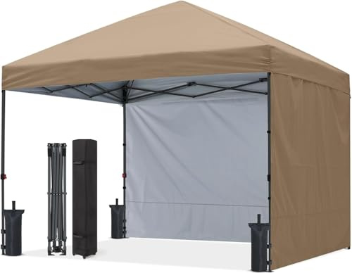 ABCCANOPY Faltpavillon Wasserdicht Stabil Winterfest,UV Schutz 50+,Für Garten Camping,4 PCS Sandsack,Partyzelt mit 2 Seitenwände,3x3M,Khaki