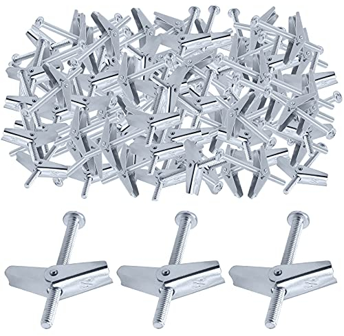 Glarks 60Pcs 1/4'' en acier zinqué boulon rond et écrou d'aile pour suspendre des objets lourds sur la paroi sèche