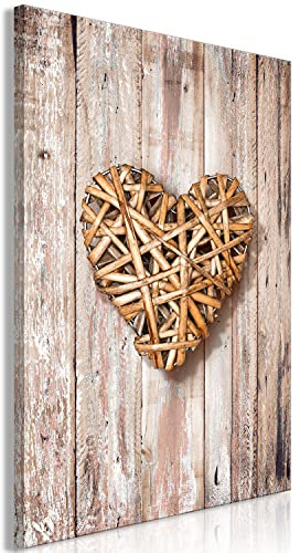 murando - Akustikbild Herz Bilder Akustikschaum Hochleistungsschallabsorber Schallschutz Leinwand 1 tlg Wandbild Raumakustik Schalldämmung Holz Heart n-C-0289-b-a