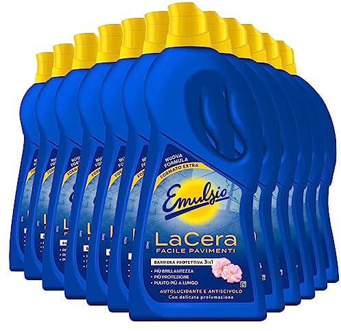 12 emulsio de cera fácil autolucidante para todos los suelos protege de la suciedad - 12 botellas de 775 ml cada uno