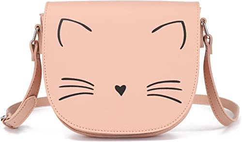 Gladdon Katze Umhängetasche Messenger Bag für Teenager, Kinder,Mädchen, kleine modische Geldbörse, Pink,Süße kleine Mädchen Taschen