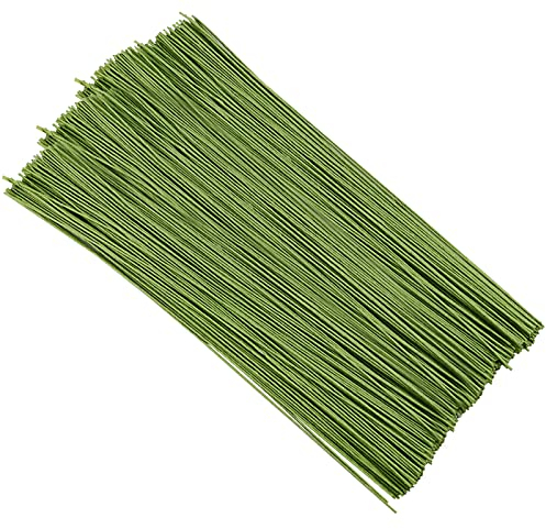 SINJEUN Blumendraht, 40,6 cm, Blumendraht, 14 Gauge, 2 mm, mit Papier umwickelter Stieldraht für Heimwerker, Handwerk, Blumenarrangements, Dekorationen, grün, Innendraht, 18 Gauge, 500 Stück