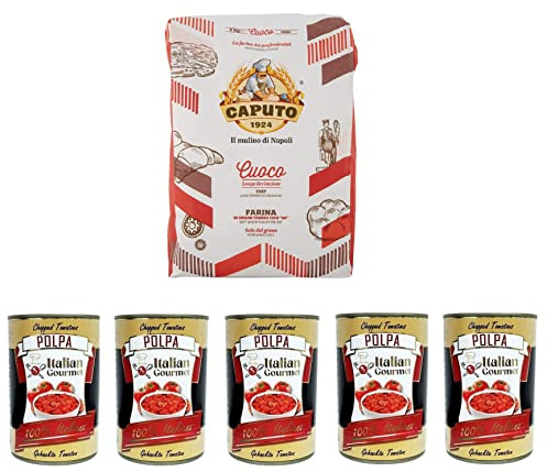 Paquete de prueba Caputo Cuoco Farina Harina de pizza 5 kg y Polpa di pomodoro Polpa picada finamente 5 x 400 g
