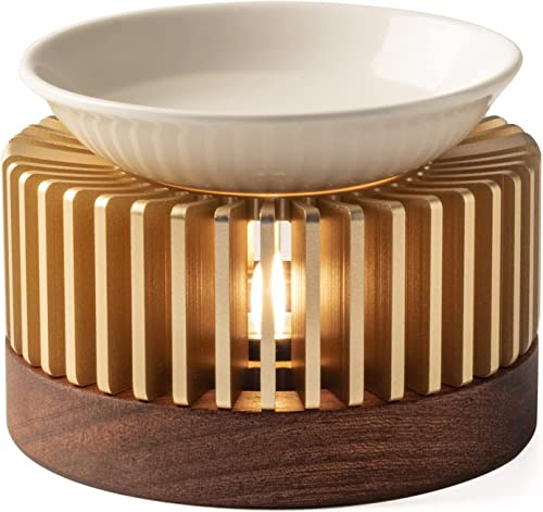 iwoohome Tea Light Oil Burner | Can Be Used as Teapot Warmer | Scented Oil Lamp | Amazing Night Effect | Ambience Made of Anodised Aluminium | Aroma Lamp | Aroma Diffuser Metallic