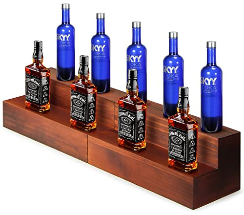 B4Life Confezione da 2 mensole per bottiglie di liquore, 40,6 cm, 2 ripiani in legno, per bar e liquori per casa e bar