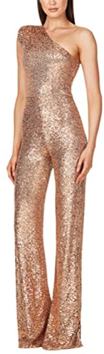 shownicer Jumpsuit Damen Pailletten Jumpsuit Eine Schulter Elegant Overall Sommer Ärmellos Einteiler Lang Overall Hosenanzug Hohe Taille Romper