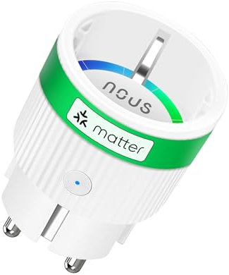 NOUS Enchufe Inteligente Matter con Monitorización de Consumo, 16A 3840W, Compatible con Alexa, Google Home, Apple Homekit, Tuya, SmartThings, Control Remoto por App, WiFi 2.4 GHz