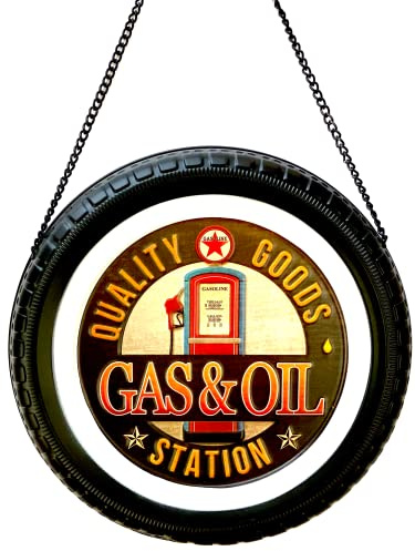 DiiliHiiri Cartel 3D Vintage Gasolinera — Original Cartel Retro De American Retro Sign Company para Bar Pub Cafeteria y Taller. Decoración Letrero Vintage de los Años 50. 30x60x4cm (9541-1)