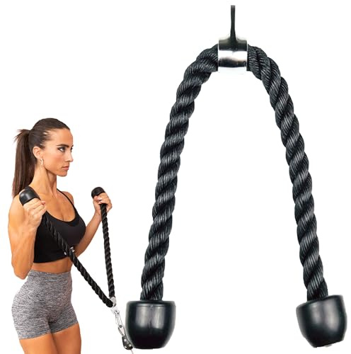 MuscleForge Corde Triceps Musculation 120 cm – Extra-Longue Corde Musculation Poulie Longue pour Cable Machine – Accessoire Fitness Biceps Épaules – Poignées Antidérapantes, Nylon Tressé, 200 kg