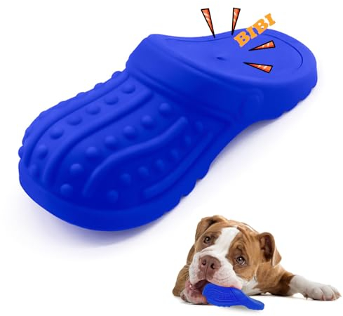 NICEIN®Hundespielzeug Unzerstörbar,Quietschen Interaktives Hundespielzeug,Naturkautschuk Kauspielzeug Hund für Kleine/Mittlere/Große Hunde | Saubere Haustierzähne Dog Toys in Pantoffelform (Blau)