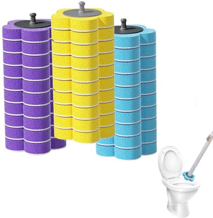 Toilettenbürste, Toilettenbürste Zum Einmalgebrauch Klobürste Mit 10 Einweg Schwamm Toilettenbürste Einmalgebrauch Mit Reinigungsmittel Einweg Toilettenbürste WC-Toilet Brush Für Bad (3 replacements)