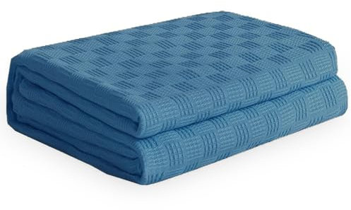 FUNECORP Strickdecke aus Baumwolle, Waffelmuster, 152,4 x 203,2 cm, Häkeldecke für Couch, Bett, Sofa, leicht und atmungsaktiv, Heimdekoration