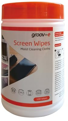 Groov-e Lot de 100 lingettes nettoyantes multi-usages pour claviers, appareils photo, moniteurs, téléphones, etc. Récipient refermable