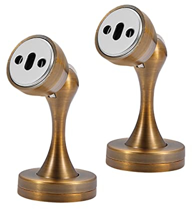 Türstopper, 2 Stück, magnetische Türstopper, Vintage-Retro-Stil, Türstopper aus gebürstetem Edelstahl, magnetische Türstopper-Halterung, Wand- oder Bodenmontage (Farbe (Color : Brass)