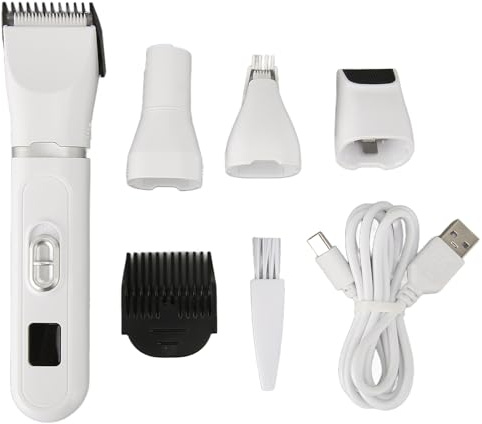 Hundeschermaschinen-Set, Tierhaarschneider, Haustierpfleger, Multifunktionales Hundeschermaschinen-Set, USB-Tierhaarschneider mit Abnehmbaren Trimmköpfen für Sichere Maniküre