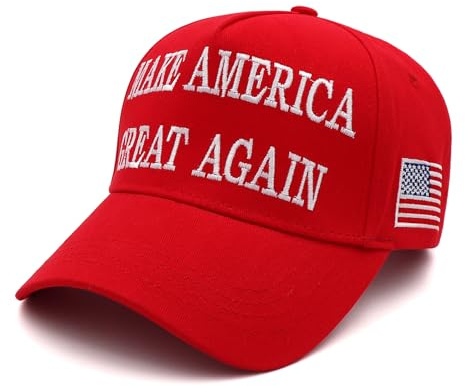 NDLBS Cappello Trump Merchandise 45-47 Make America Great Again Donald Trump 2024 Berretto con bandiera USA, Rosso, Taglia unica