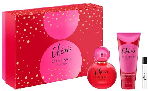 kate spade new york Cherie 3 Piece Eau de Parfum Gift Set (Eau de Parfum Spray, Perfumed Body Lotion, Travel Spray)
