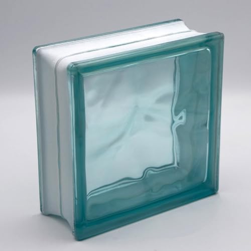Basic - Blocchi in vetro nuvola turchese (blu-verde), 19 x 19 x 8 cm, 6 pezzi