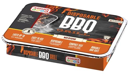 The Kosher Cook Disposable Charcoal Grill - Ready To Use Portable Bbq Grill - Easy To Light Portable Charcoal Grill Kosher
