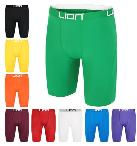 LION SPORTSWEAR Short de compression pour le football et le sport – Couche de base multifonction pour homme et enfant, idéal pour la gym, l'entraînement et la course à pied, Vert, 7-9 Years
