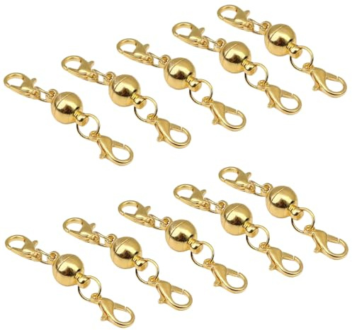 Fenglin-joy Chiusure Magnetiche per Gioielli, 10 pezzi Chiusure Magnetiche per Collane 8mm Fermagli di Aragosta Magnetica per il fai da te, braccialetto, gioielli collana fare (oro)