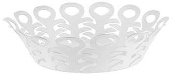 Alessi Vimini BM21/21 W, Perforated Design Basket, in Steel Colored with Epoxy Resin, Diameter 22 cm, White