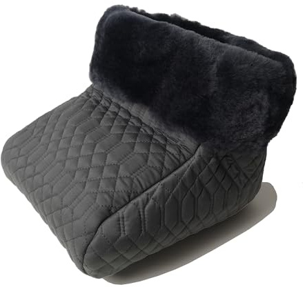 Fußsack Fußwärmer FUSA-NW-GRA-ANT Steppstoff mit echtem Merino Lammfell gefüttert 25mm silber-anthrazit